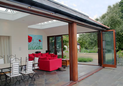 Folding Sliding Doors open on all sides in Orangery near Guildford, Surrey