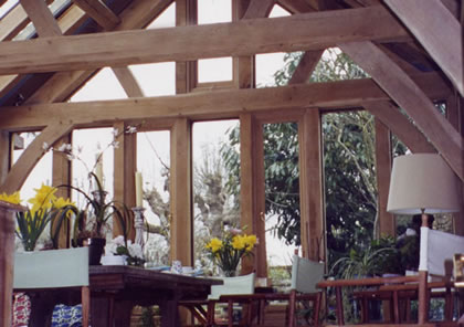 Green Oak roof in Cotswolds garden room