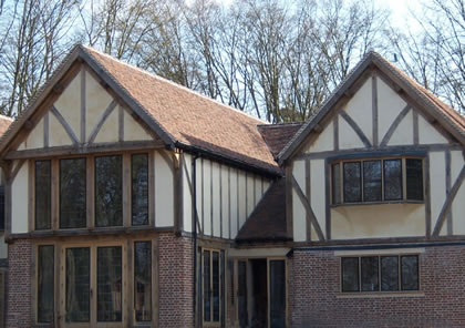 Timber doors and windows on new build house near Hertford, Hertfordshire