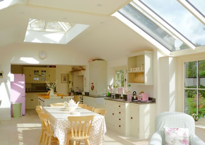 Roof Lantern over kitchen and dining area in this house in Gloucestershire