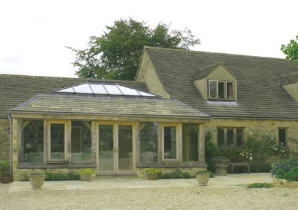 Green Oak Orangery on listed house in the Cotswolds